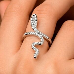 NWT Silver Rhinestone Snake Ring